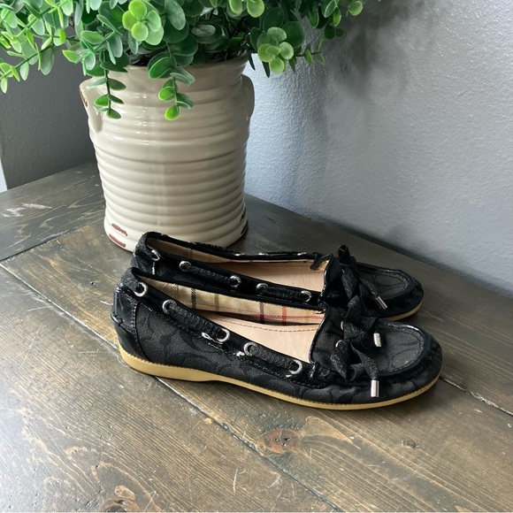 Coach Loafers Size 6 Women’s Logo Black Slip-on Casual - Picture 2 of 10